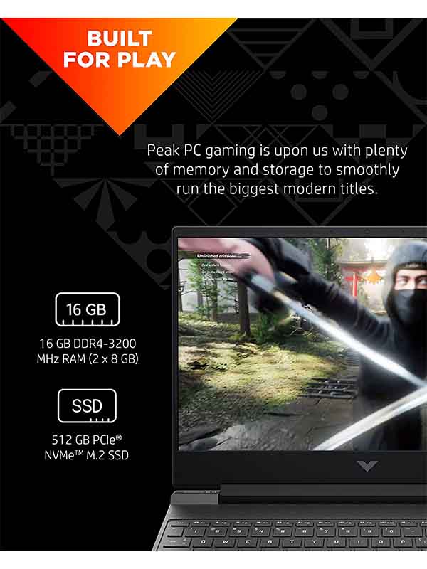 HP Victus 15FB0028NR Gaming Laptop, AMD Ryzen 7 5800H Processor, 16GB